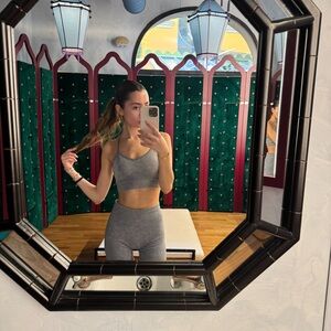 Grey Sports Bra and Shorts Workout Set